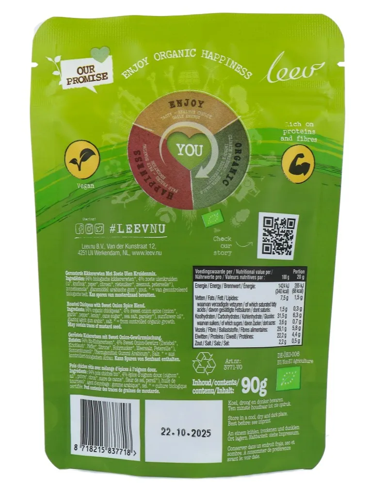 Leev Bio Yes Peas Sweet & Onion (90 gr)