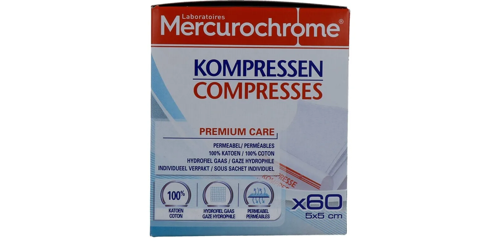 Mercurochrome Kompressen 5x5cm (60 stuks) - image 2