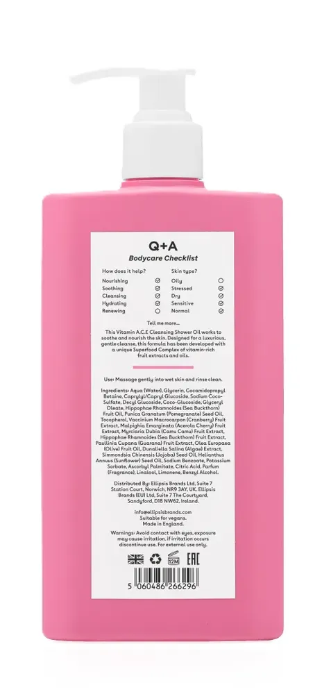 Q+A Vitamin A.C.E Cleansing Shower Oil (250 ml)