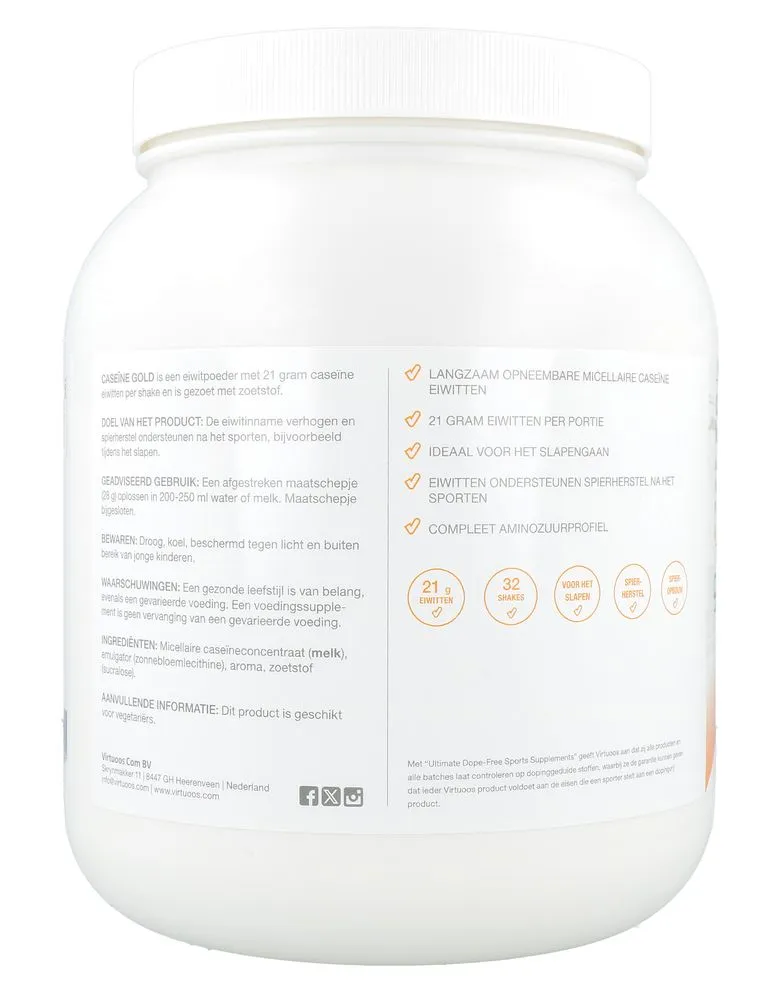 Virtuoos Caseïne Gold Vanille Eiwitten Poeder (900 gr) - image 2