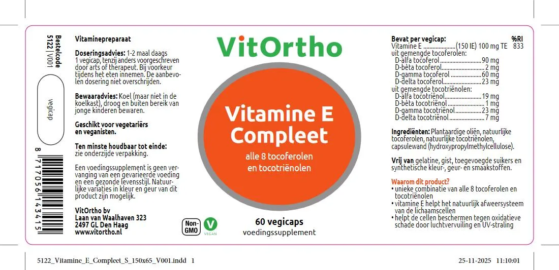 VitOrtho Vitamine E Compleet (60 vega capsules)