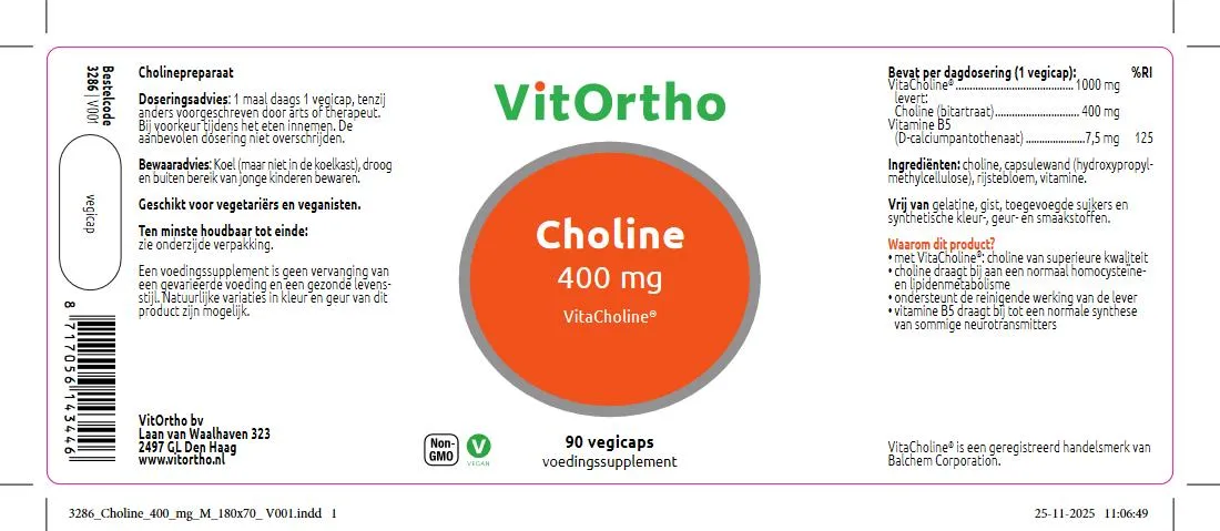 VitOrtho Choline 400mg (90 vage capsules)