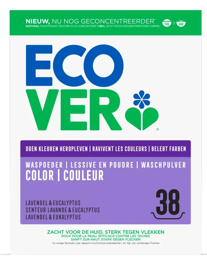 Ecover Waspoeder Color Lavendel & Eucalyptus 1.9kg (1900 gr)