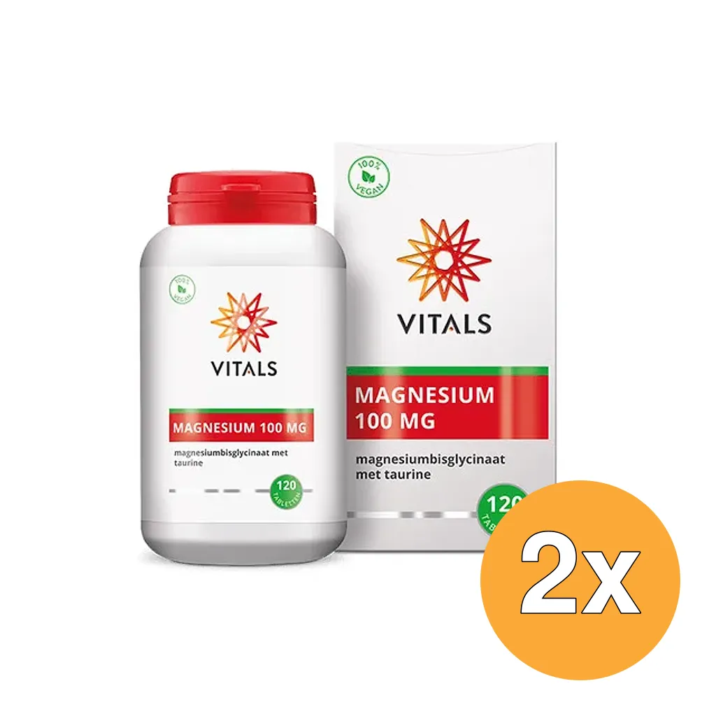 2x Vitals Magnesiumbisglycinaat 100 mg (120 tabletten)