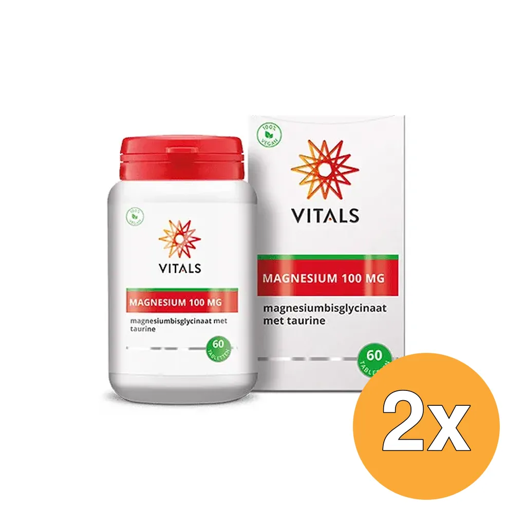 2x Vitals Magnesiumbisglycinaat 100 mg (60 tabletten)