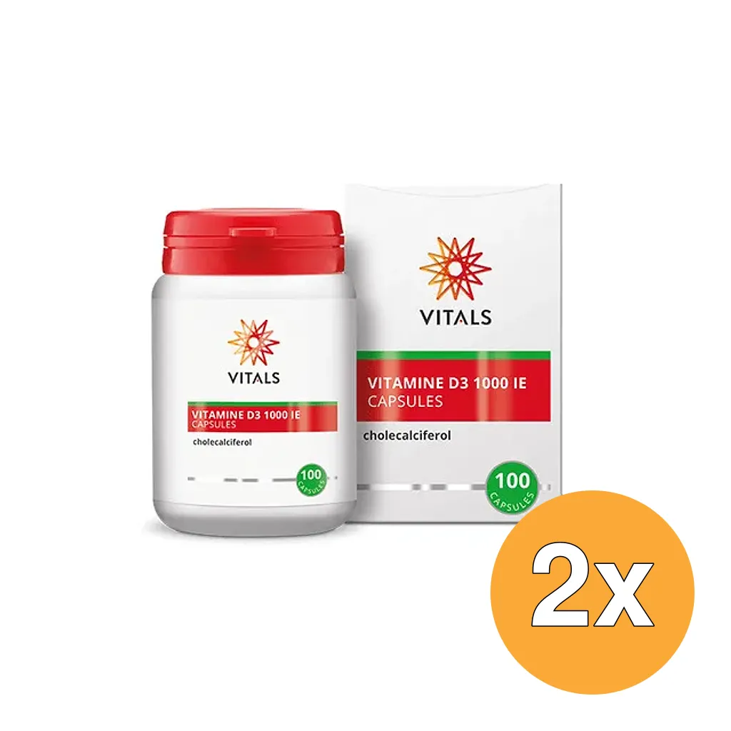 2x Vitals Vitamine D3 1000IE (100 capsules)