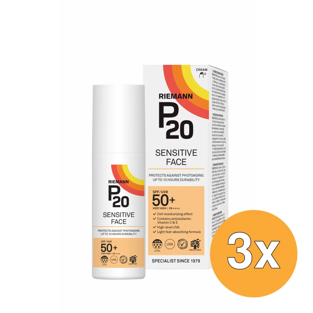 3x Riemann P20 Sensitive Face SPF50+ Creme (50 gr)