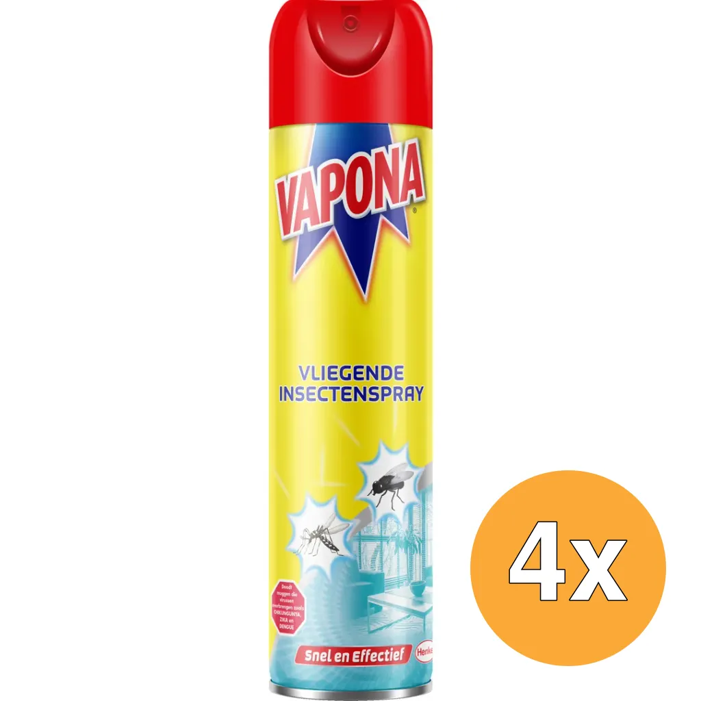 4x Vapona Vliegende Insecten Spray (400 ml)
