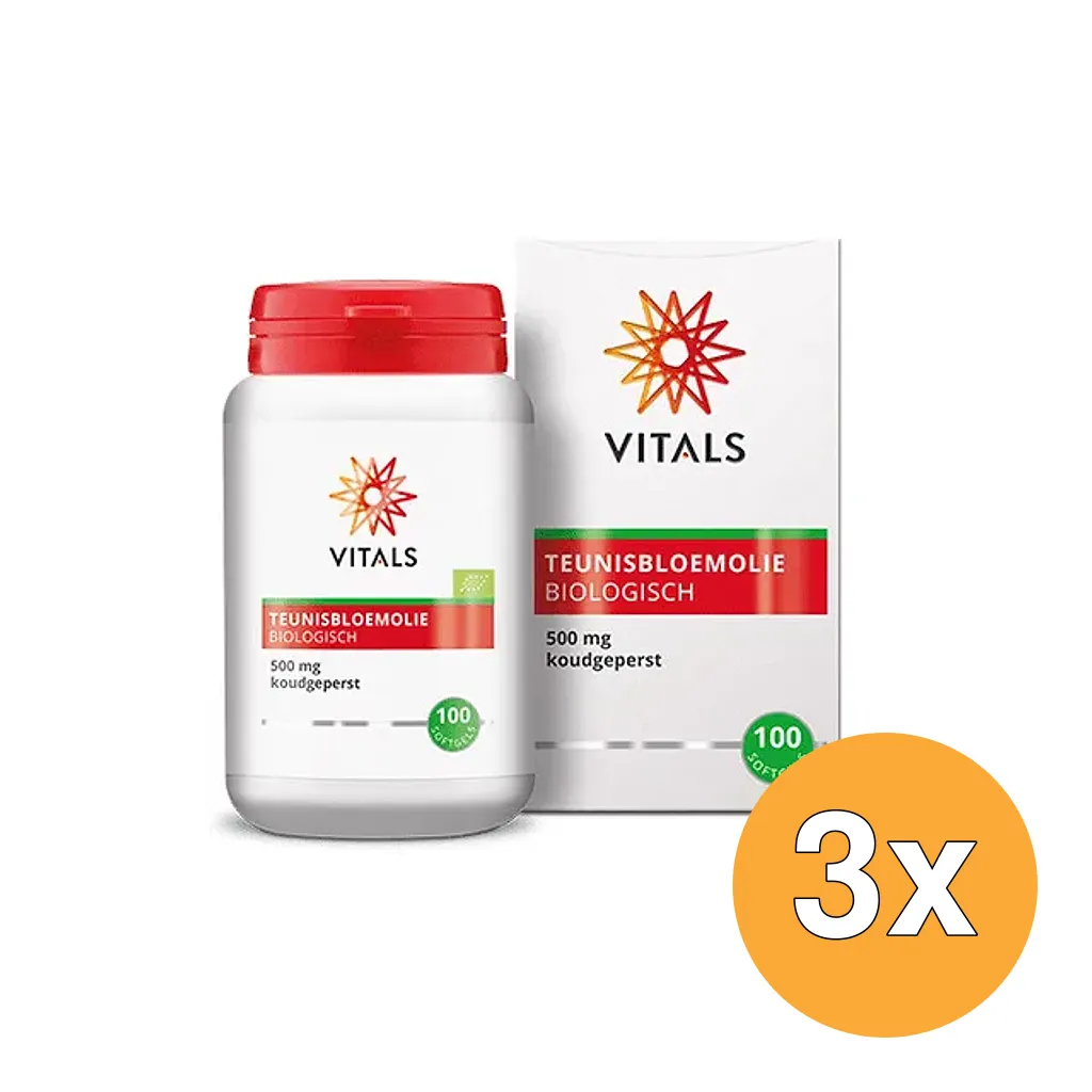 3x Vitals Teunisbloemolie 500 Mg Bio (100 softgels)