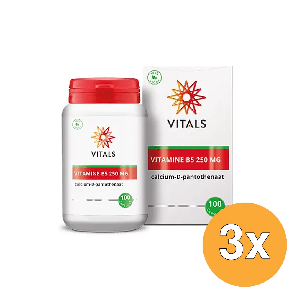 3x Vitals Vitamine B5 250 mg (100 capsules)