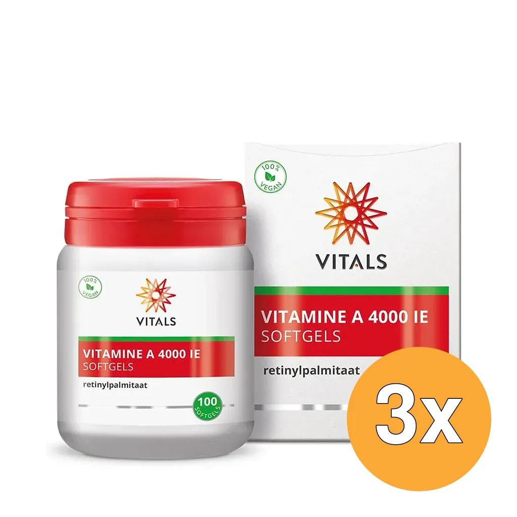 3x Vitals Vitamine A 4000 IE (100 softgels)