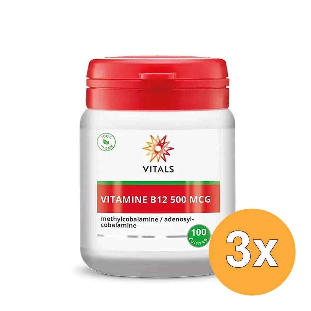 3x Vitals Vitamine B12 500 mcg (100 zuigtabletten)