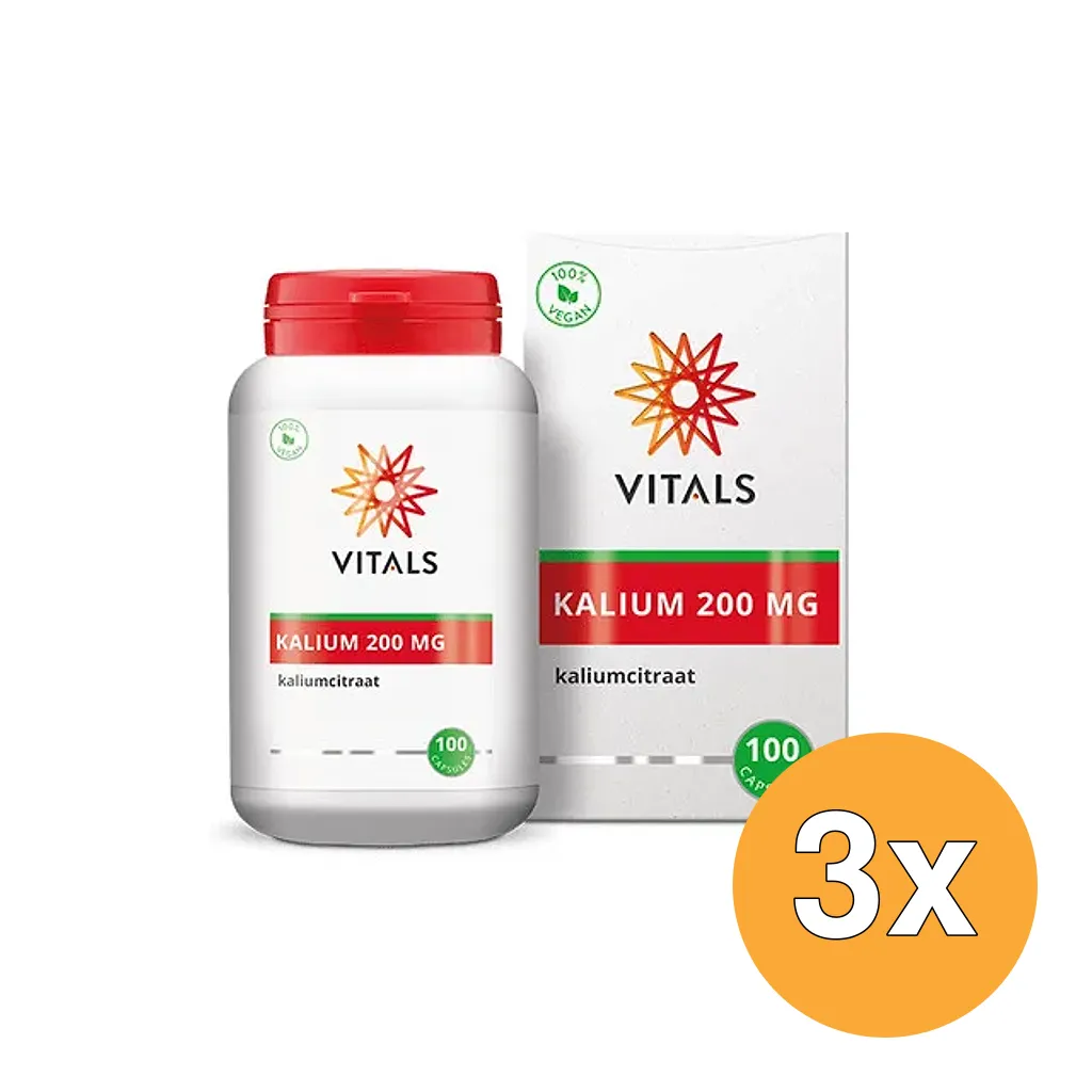 3x Vitals Kalium Citraat 200mg (100 capsules)