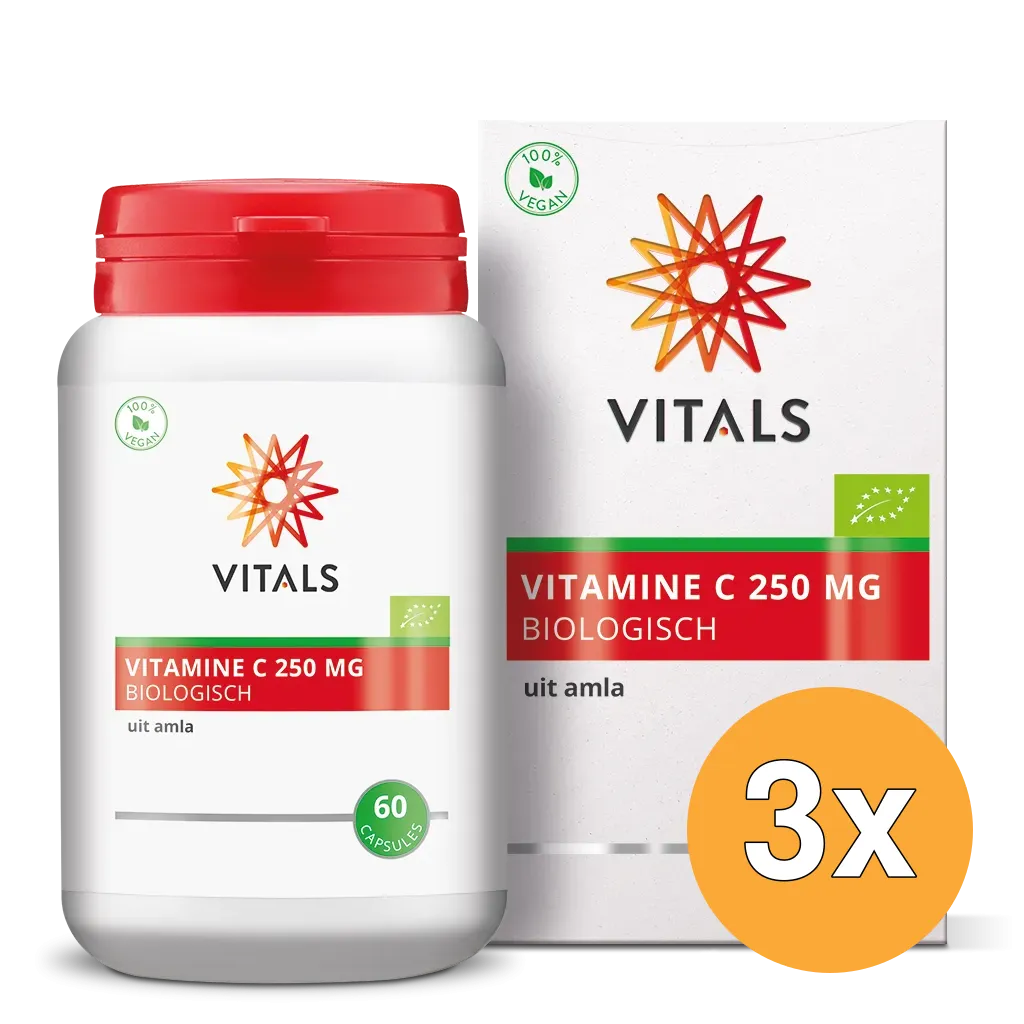 3x Vitals Vitamine C 250 mg Biologisch (60 capsules)