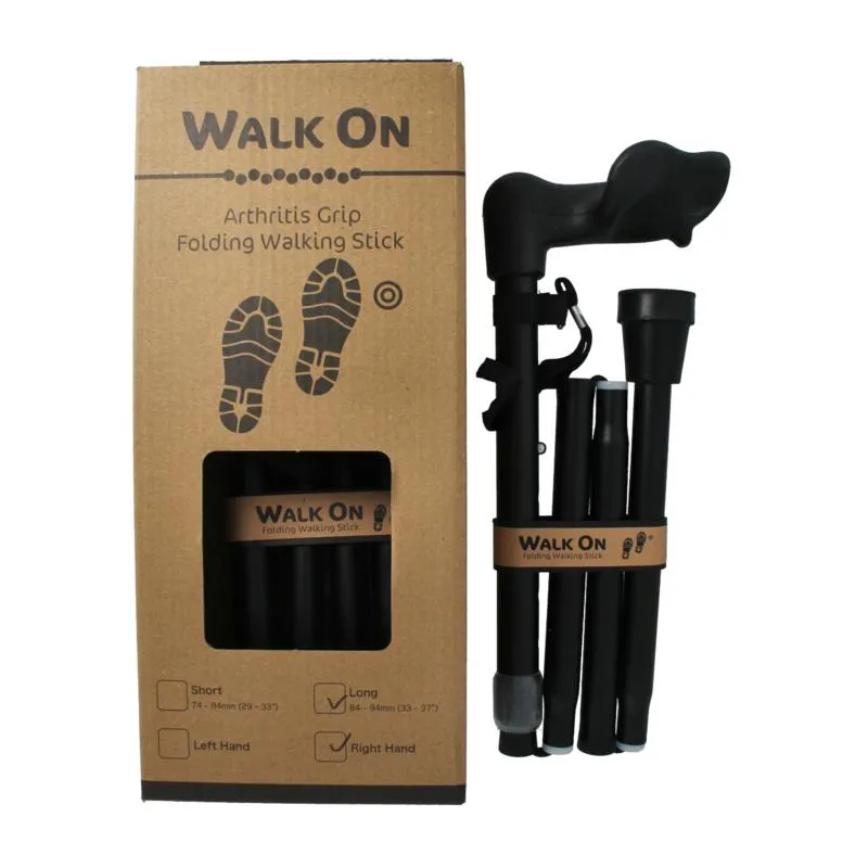 Able 2 Wandelstok Anatomisch Opvouw Zwart Mat Rechts (1 stuk)