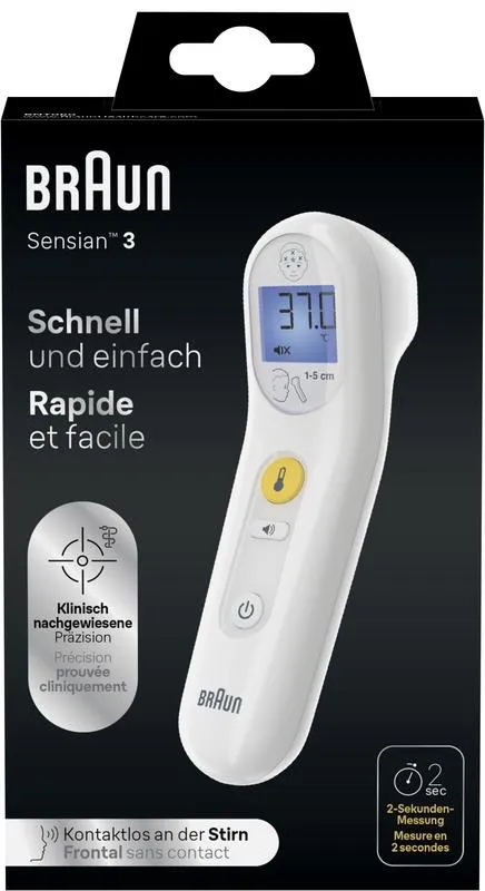 Braun Voorhoofdthermometer Sensian 3 BNT050 (1 stuk)