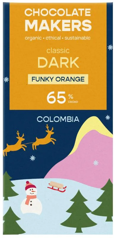 Chocolatemakers Kerstreep Colombia Puur 65% Orange Bio (80 gr)
