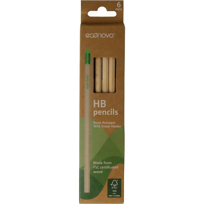 Econovo Potloden FSC met Gum (6 stuks)