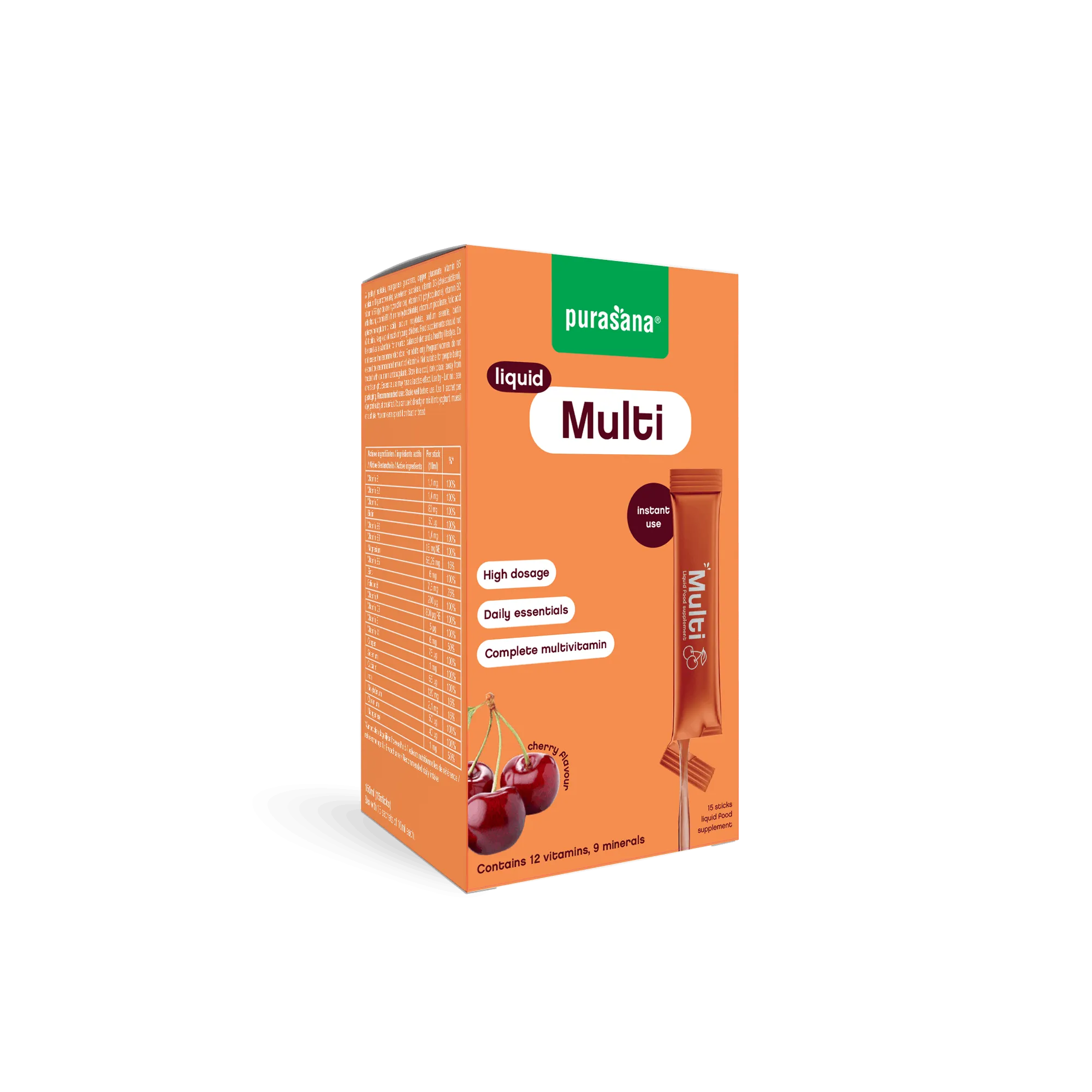 Purasana Multivit Liquid Gelstick 10ml (15 stuks)