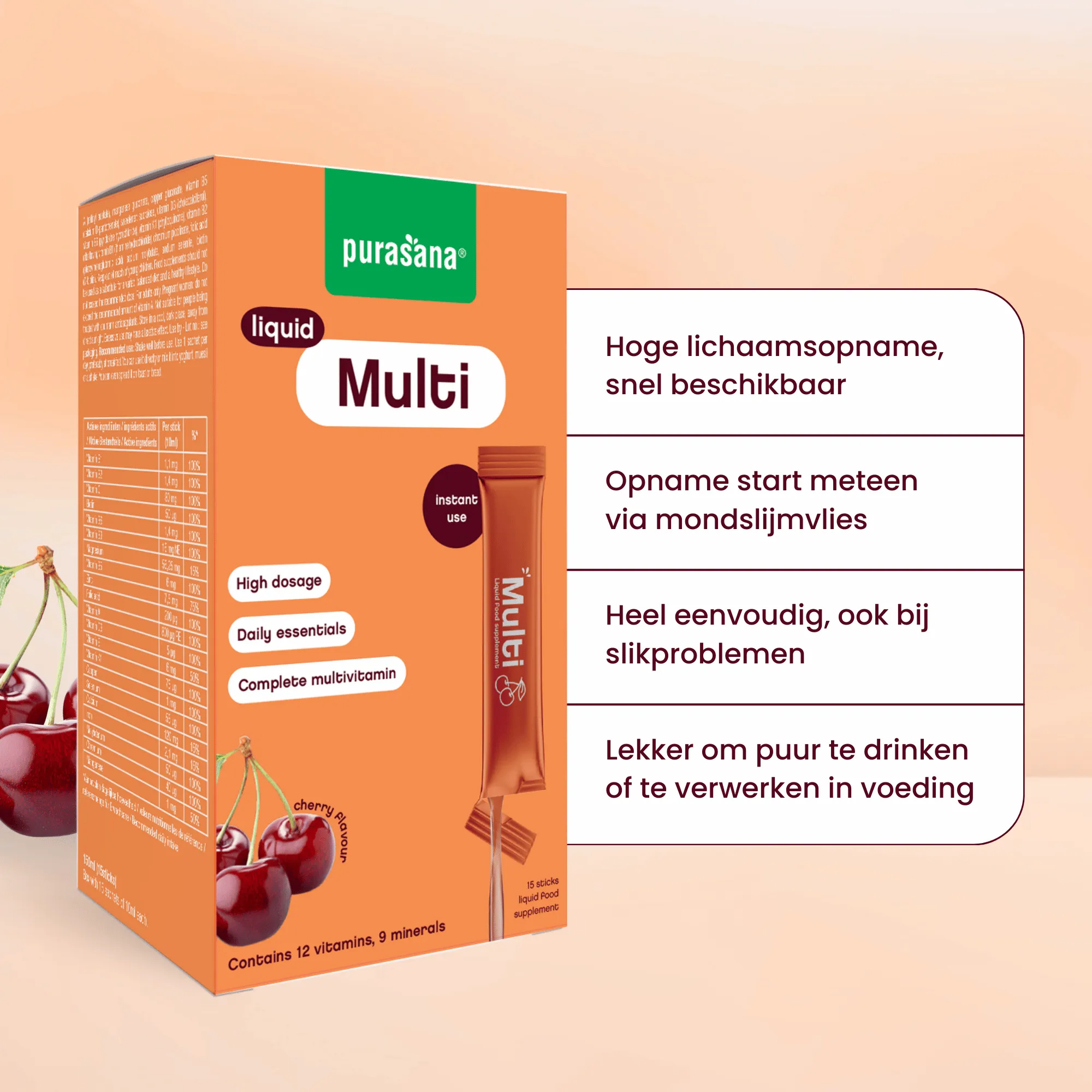 Purasana Multivit Liquid Gelstick 10ml (15 stuks) - image 7