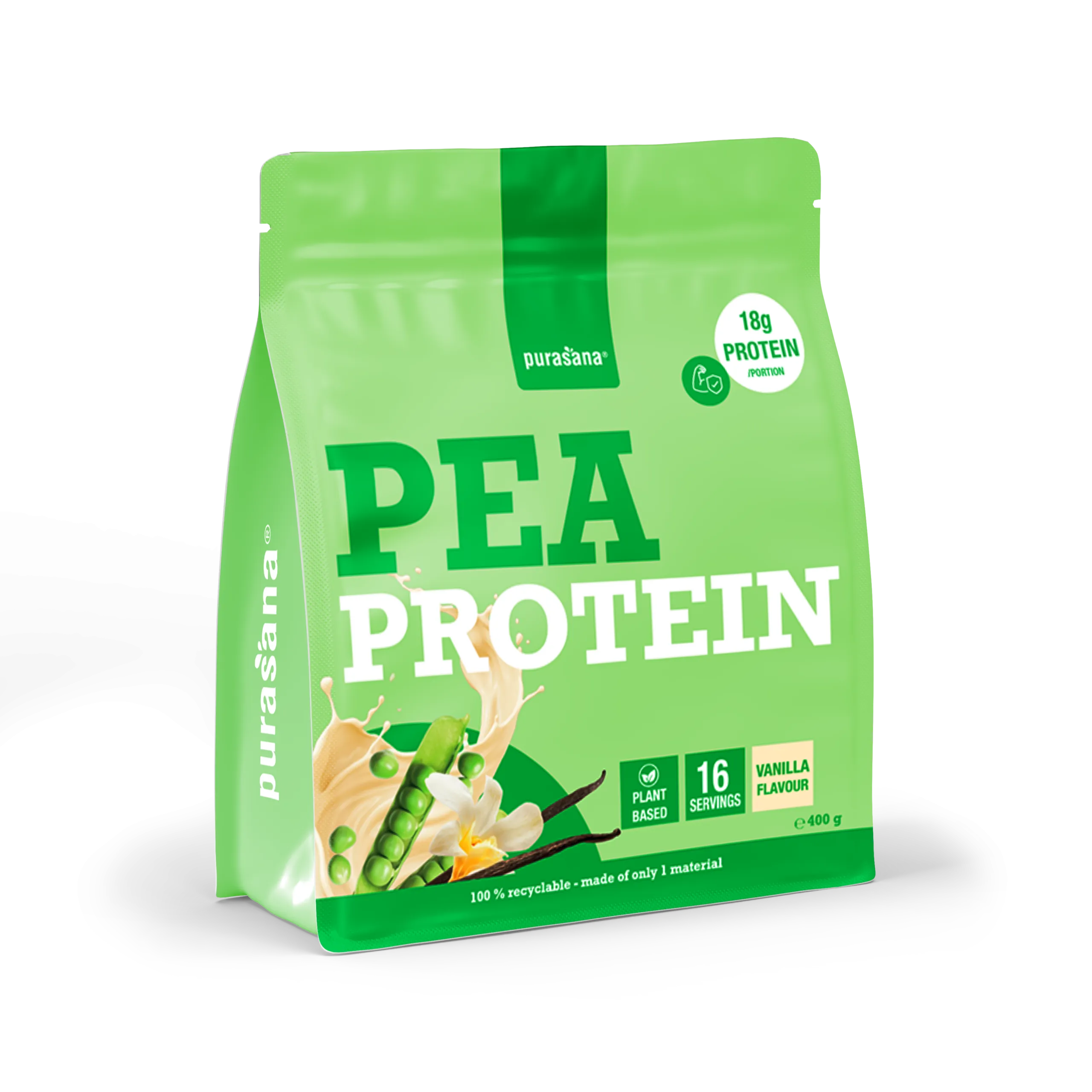 Purasana Plant Protein Erwt Vaniille (400 gr) - image 2