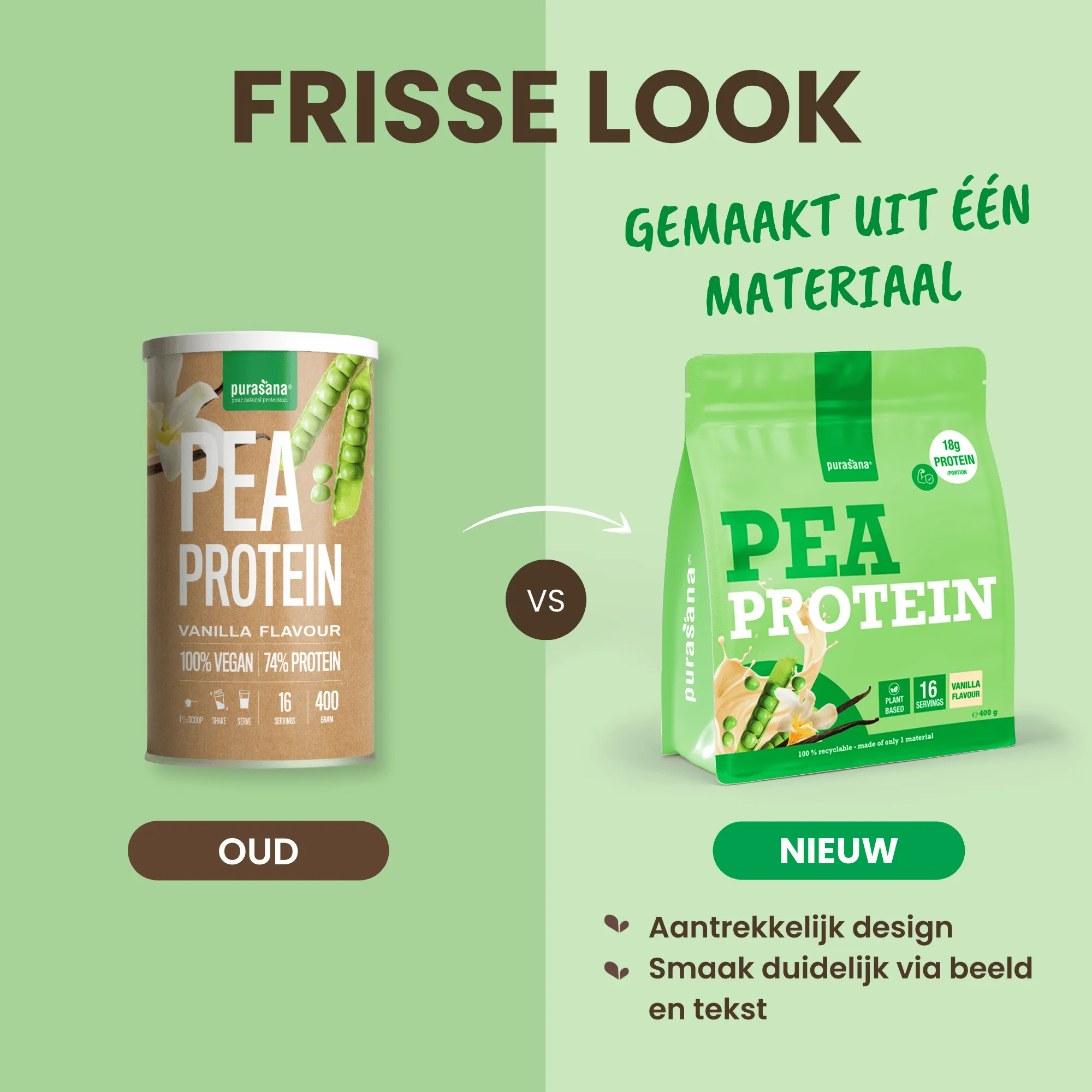 Purasana Plant Protein Erwt Vaniille (400 gr) - image 4