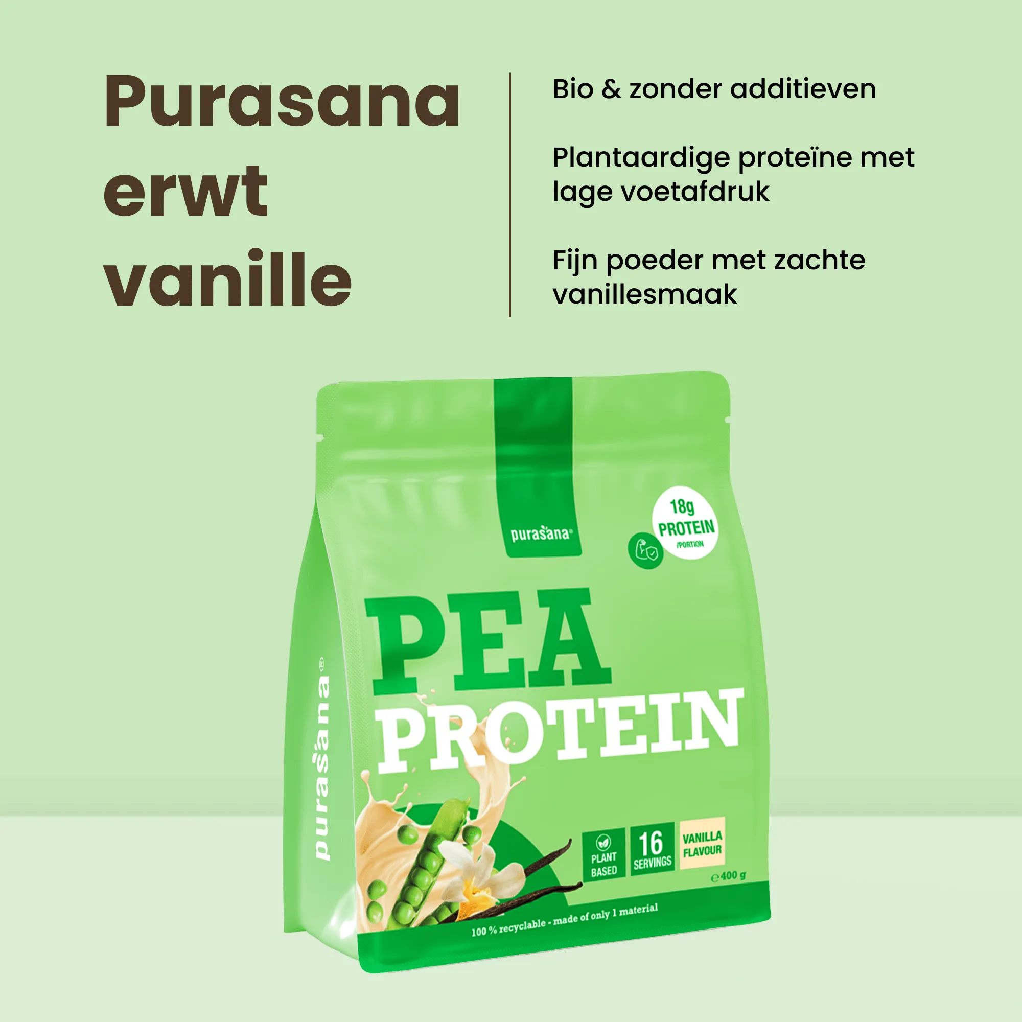 Purasana Plant Protein Erwt Vaniille (400 gr) - image 8