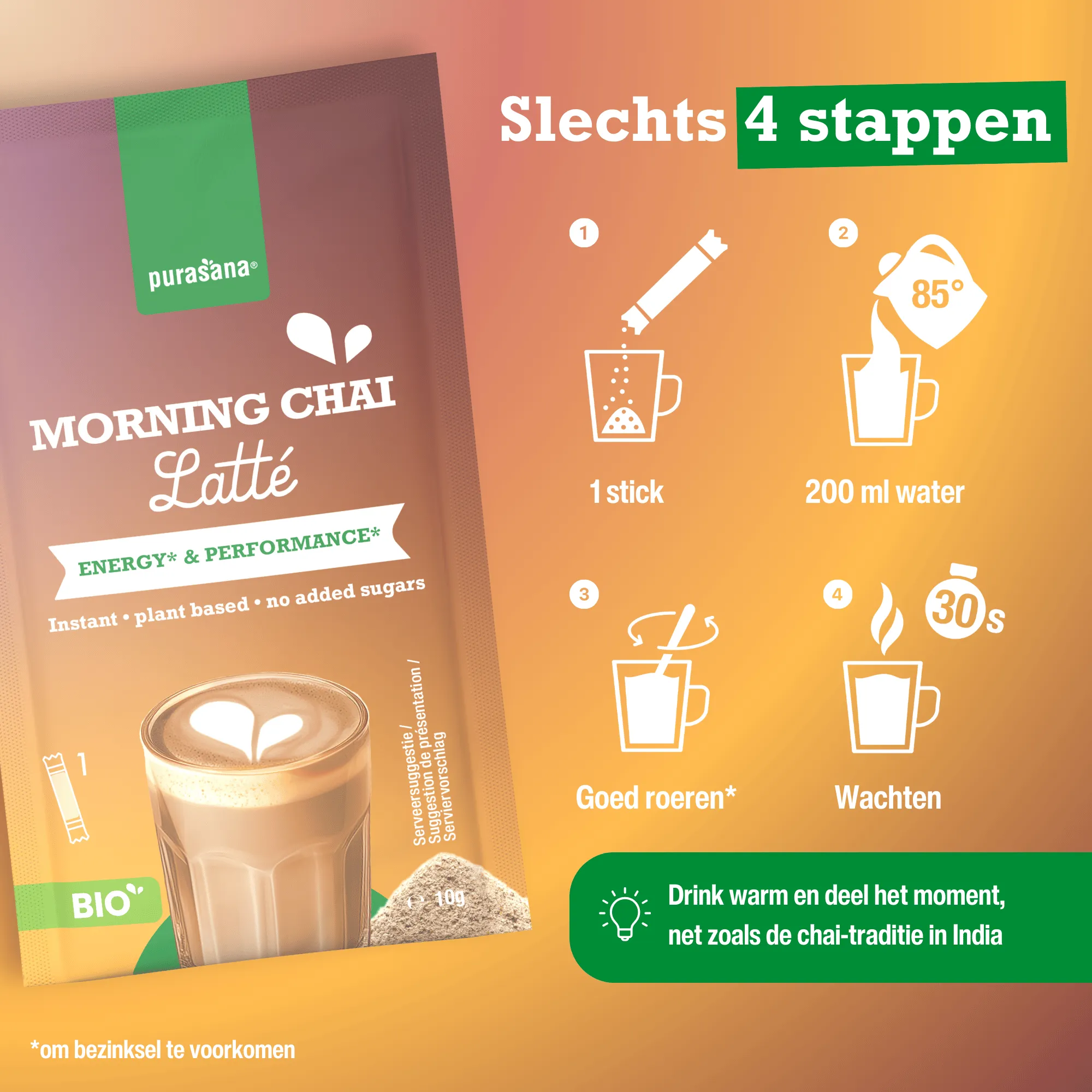 Purasana Instant Morning Chai Latte 6x10g Bio (60 gr) - image 10