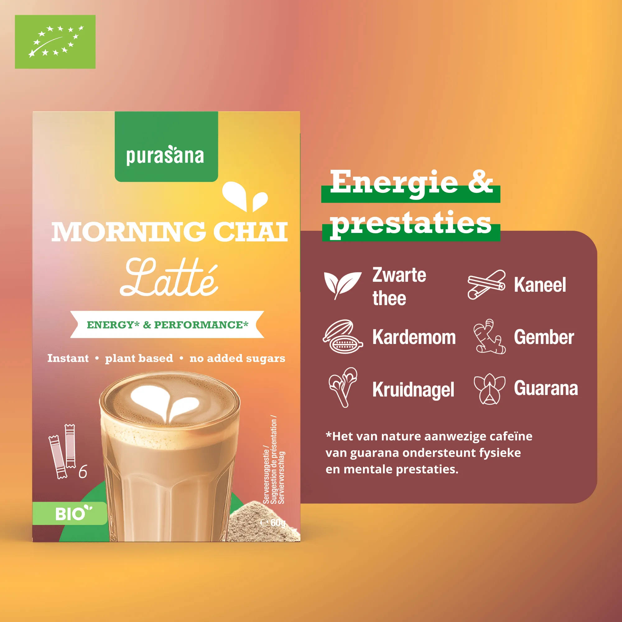 Purasana Instant Morning Chai Latte 6x10g Bio (60 gr) - image 8