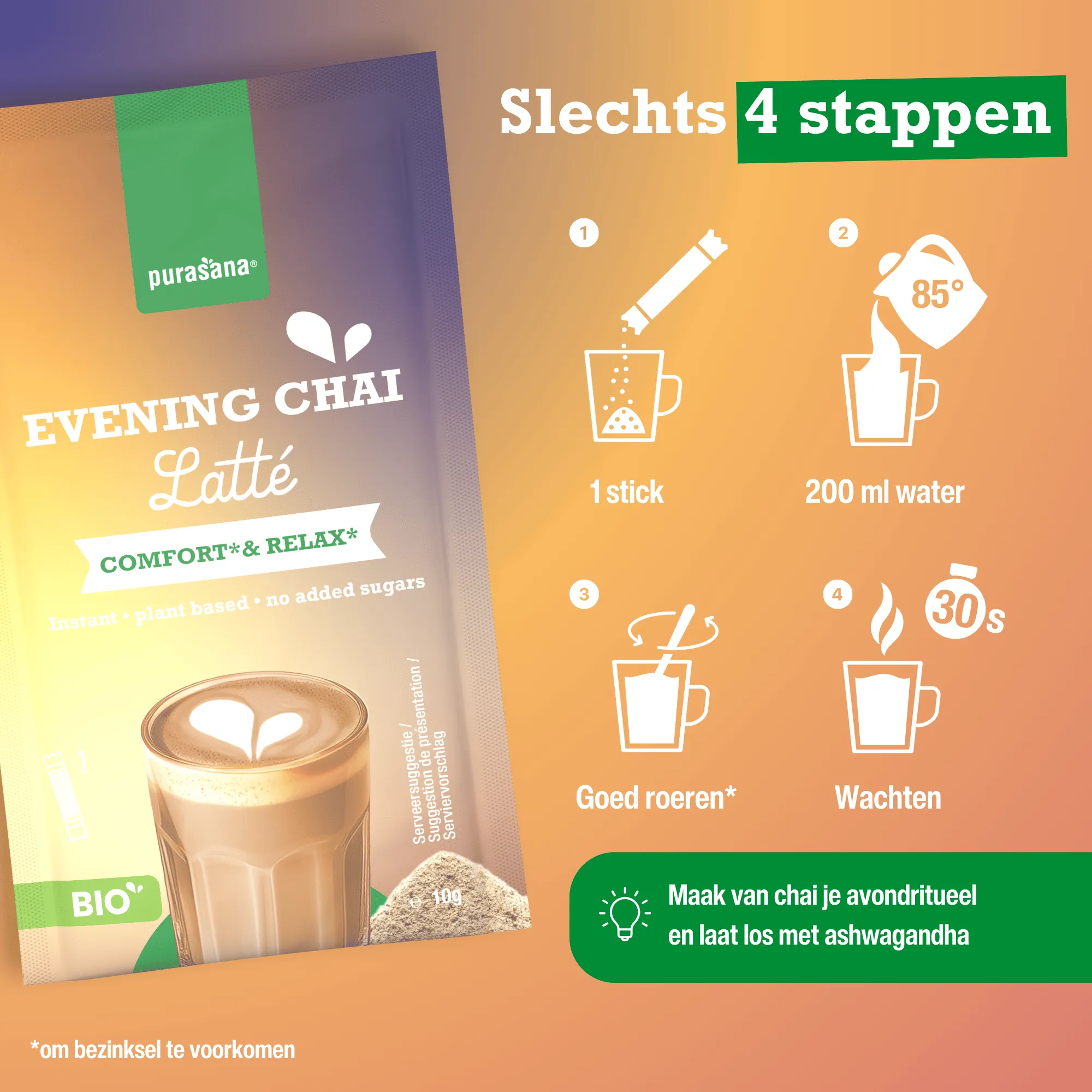 Purasana Instant Evening Chai Latte 6x10g Bio (60 gr) - image 10