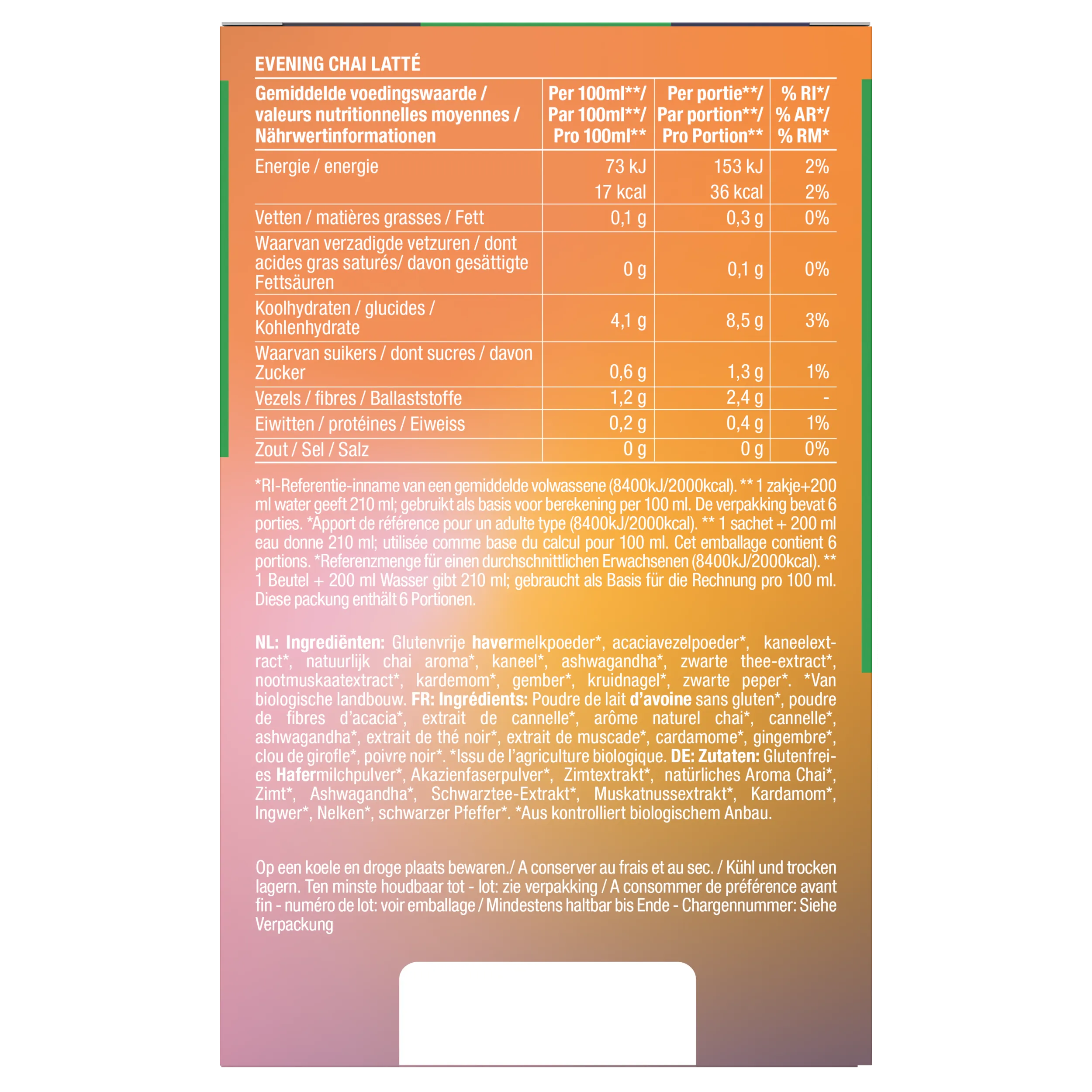 Purasana Instant Evening Chai Latte 6x10g Bio (60 gr)