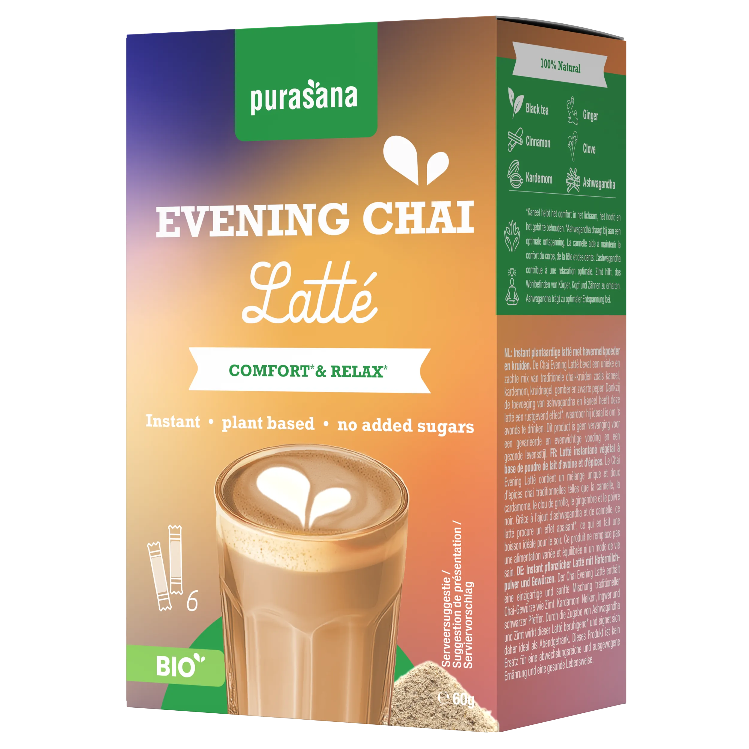 Purasana Instant Evening Chai Latte 6x10g Bio (60 gr) - image 4