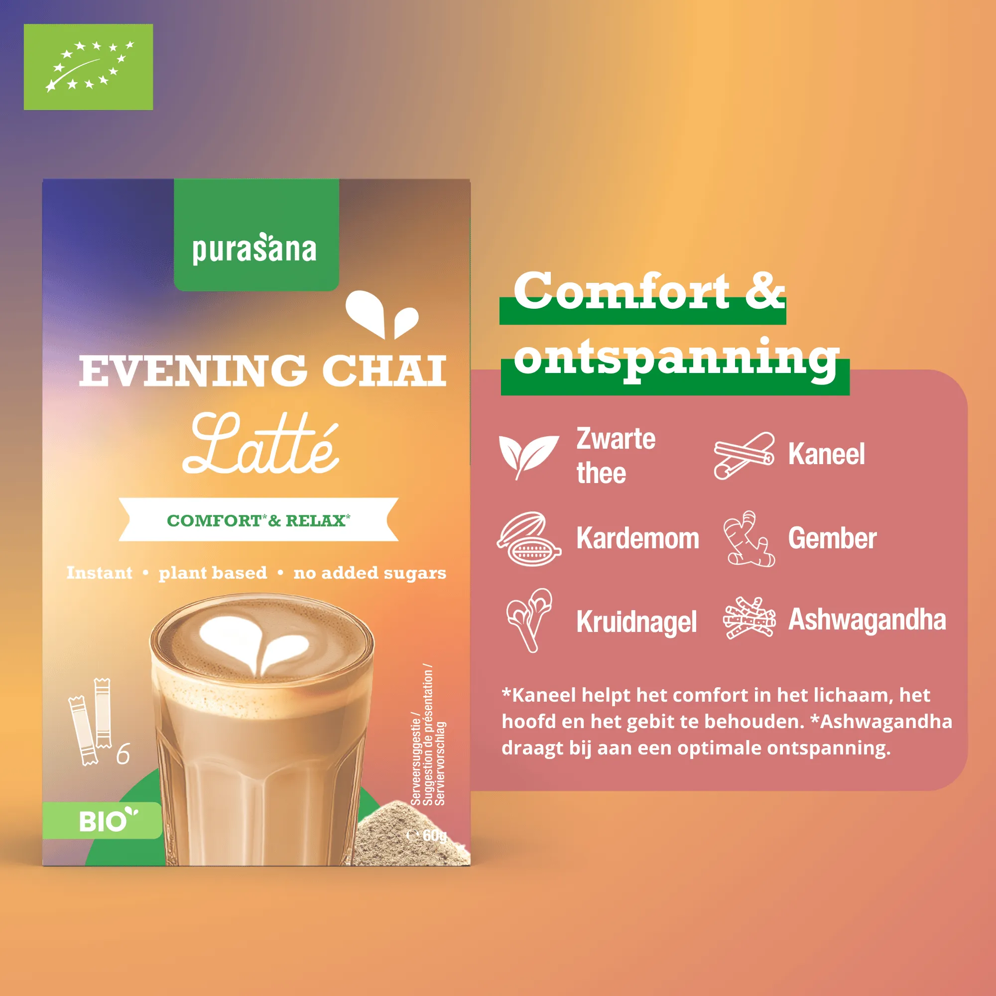 Purasana Instant Evening Chai Latte 6x10g Bio (60 gr) - image 8