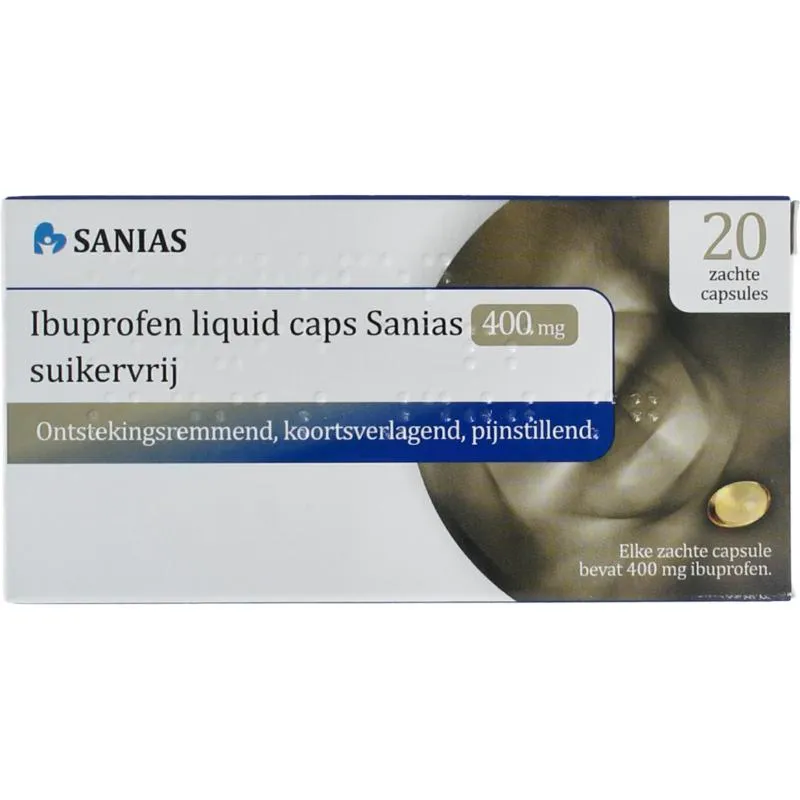 Sanias Ibuprofen Liquid 400mg Suikervrij (20 capsules)