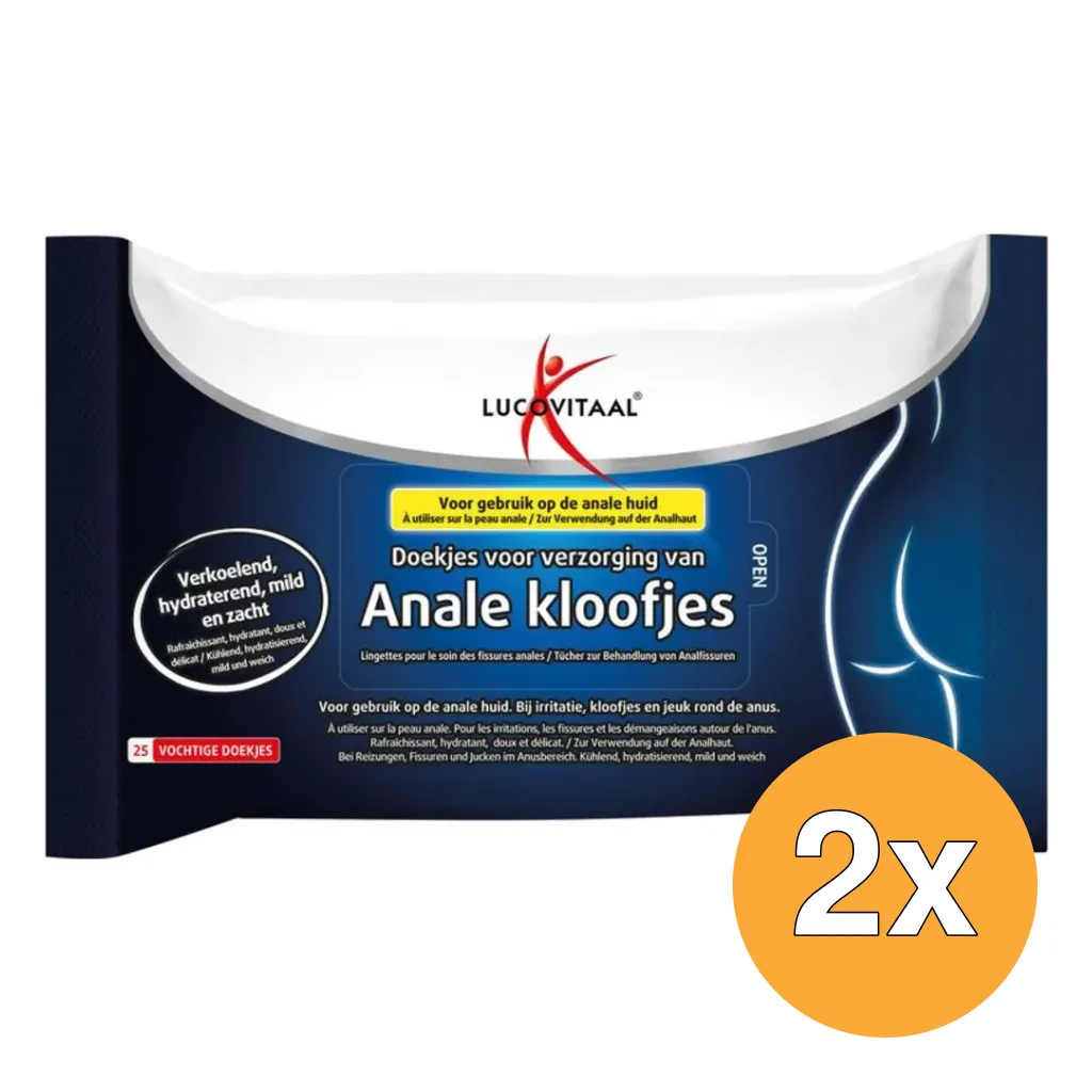 2x Lucovitaal Anale Kloofjes Doekjes (25 stuks)