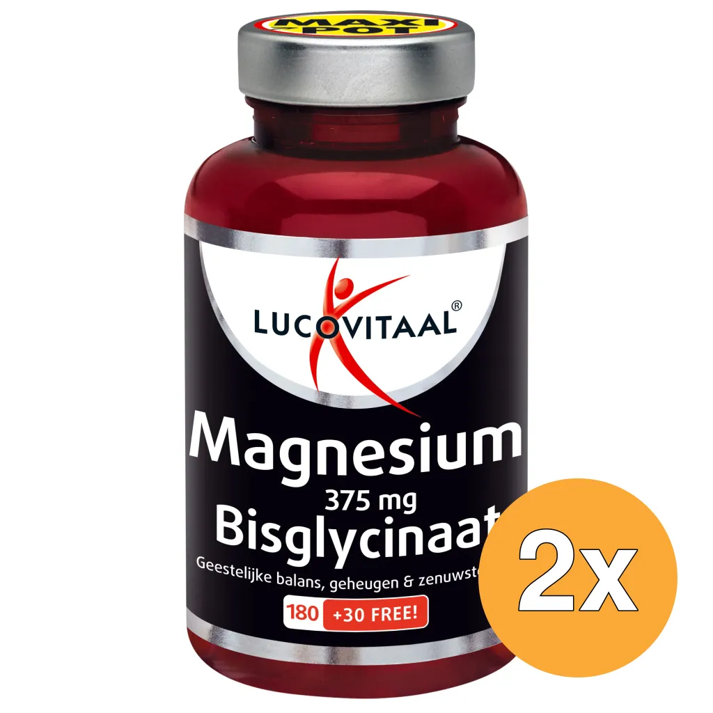 2x Lucovitaal Magnesium 375mg Bisglycinaat (210 tabletten)