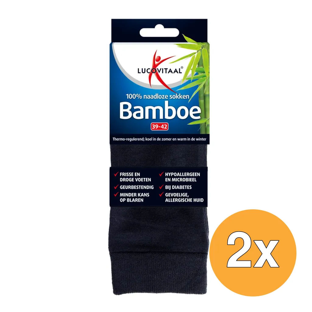 2x Lucovitaal Bamboe Lange Sokken Blauw 39-42 (1 paar)