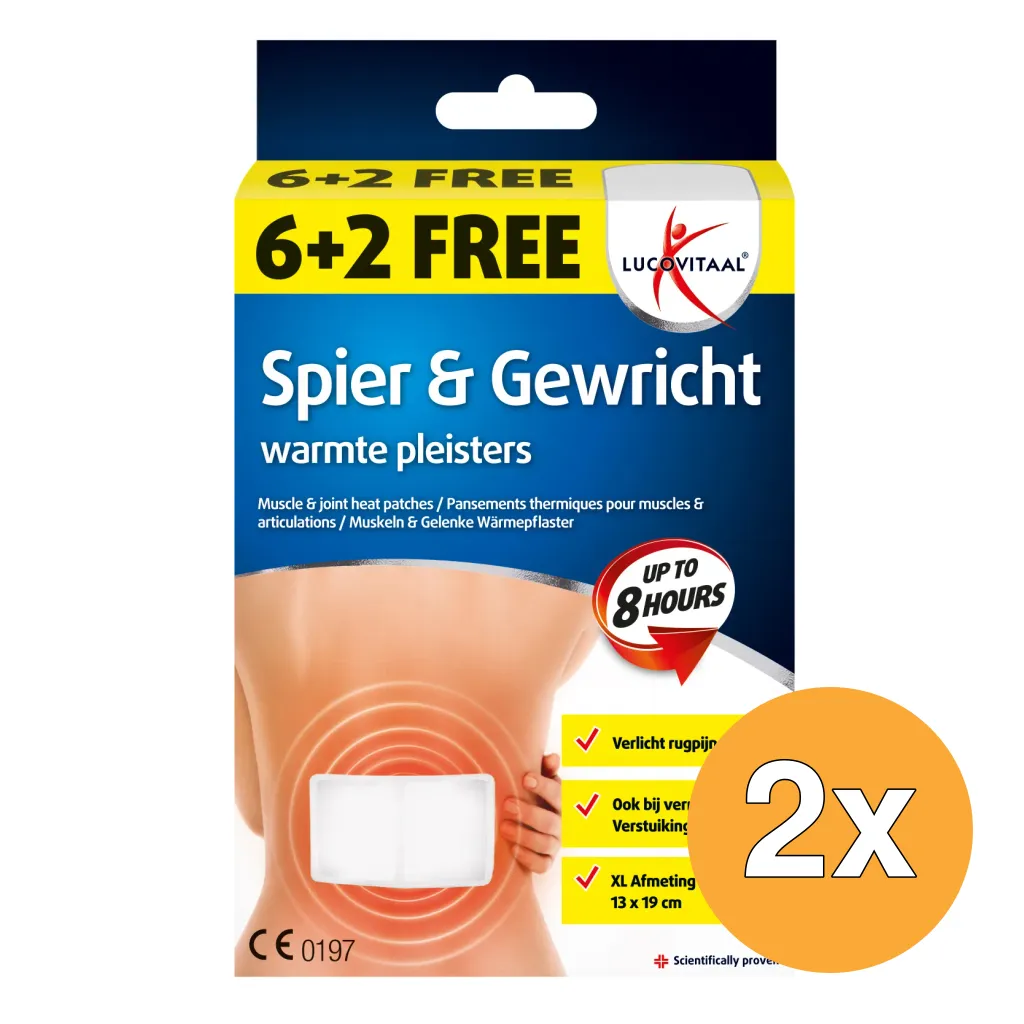 2x Lucovitaal Spier & Gewricht Warmtepleister (8 stuks)