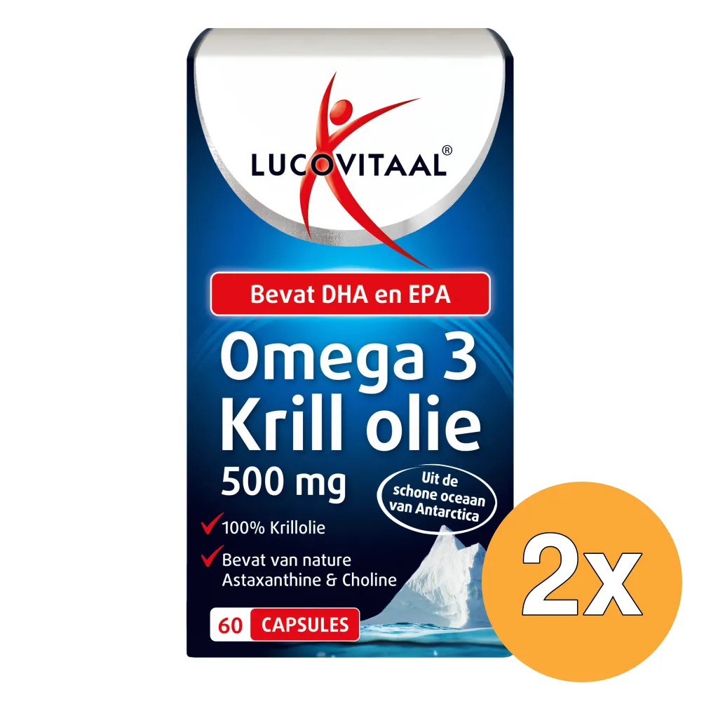 2x Lucovitaal Omega 3 Krill Olie 500mg (60 capsules)