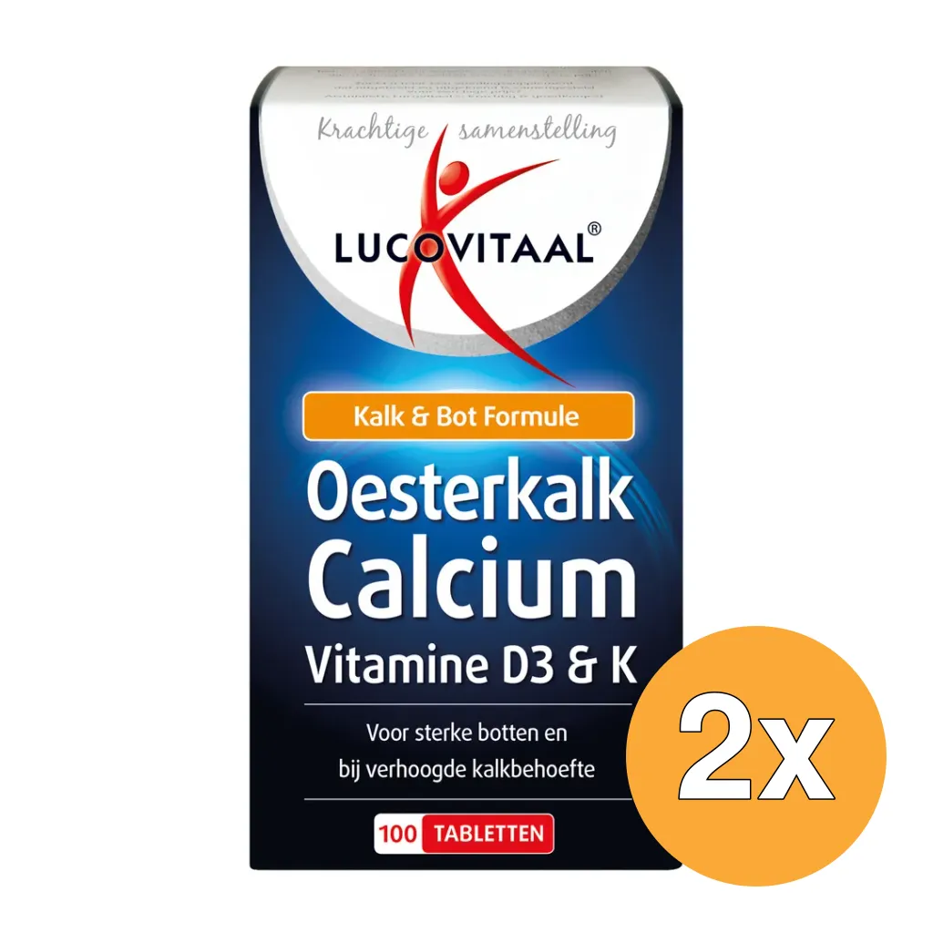 2x Lucovitaal Oesterkalk Calcium Vitamine D3 & K (100 tabletten)