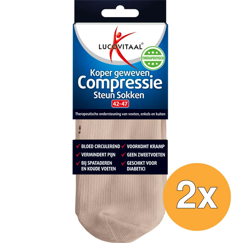 2x Lucovitaal Koper Compressie Sok 42-47 (1 Paar)