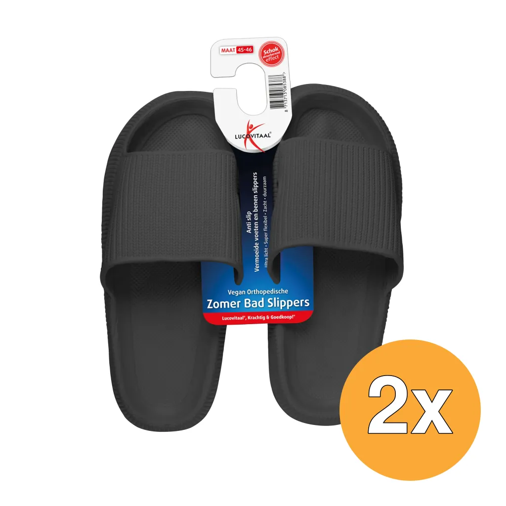 2x Lucovitaal Orth. Badslippers 45-46 Zwart (1 paar)