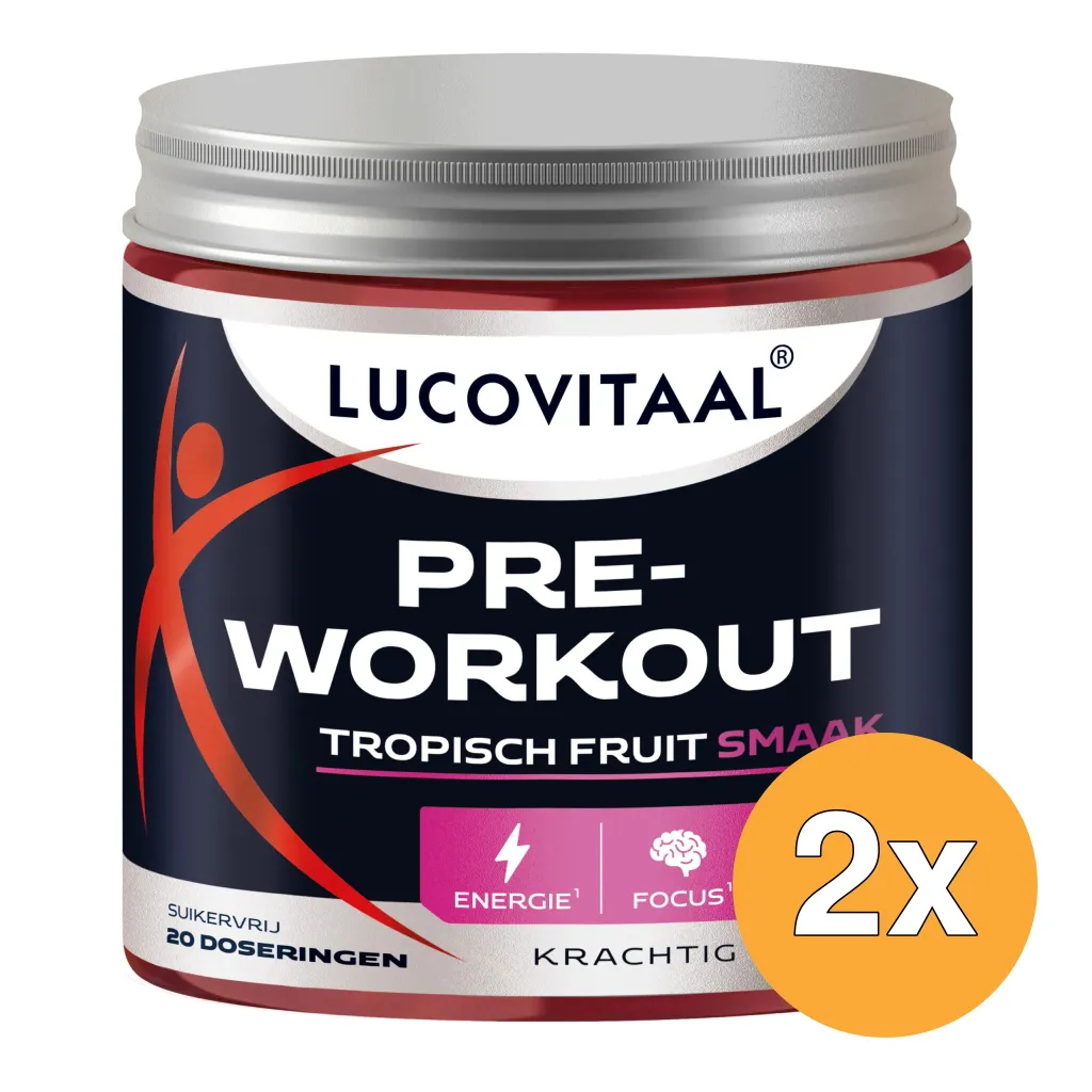 2x Lucovitaal Pre-Workout Tropisch Fruit Vegan (200 gr)