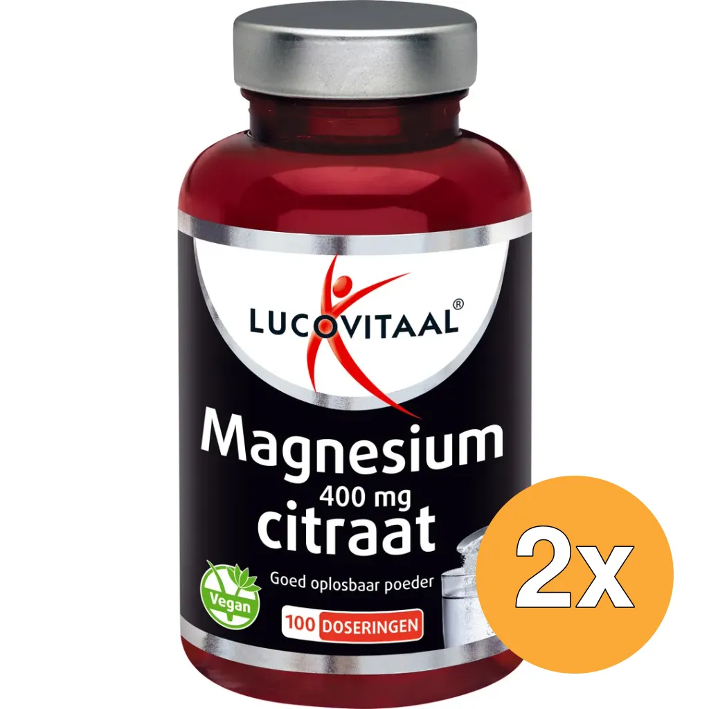 2x Lucovitaal Magnesium 400mg Citraat Poeder (100 doseringen)