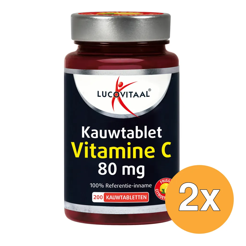 2x Lucovitaal Vitamine C 80mcg Kauwtablet Citroen (200 tabletten)