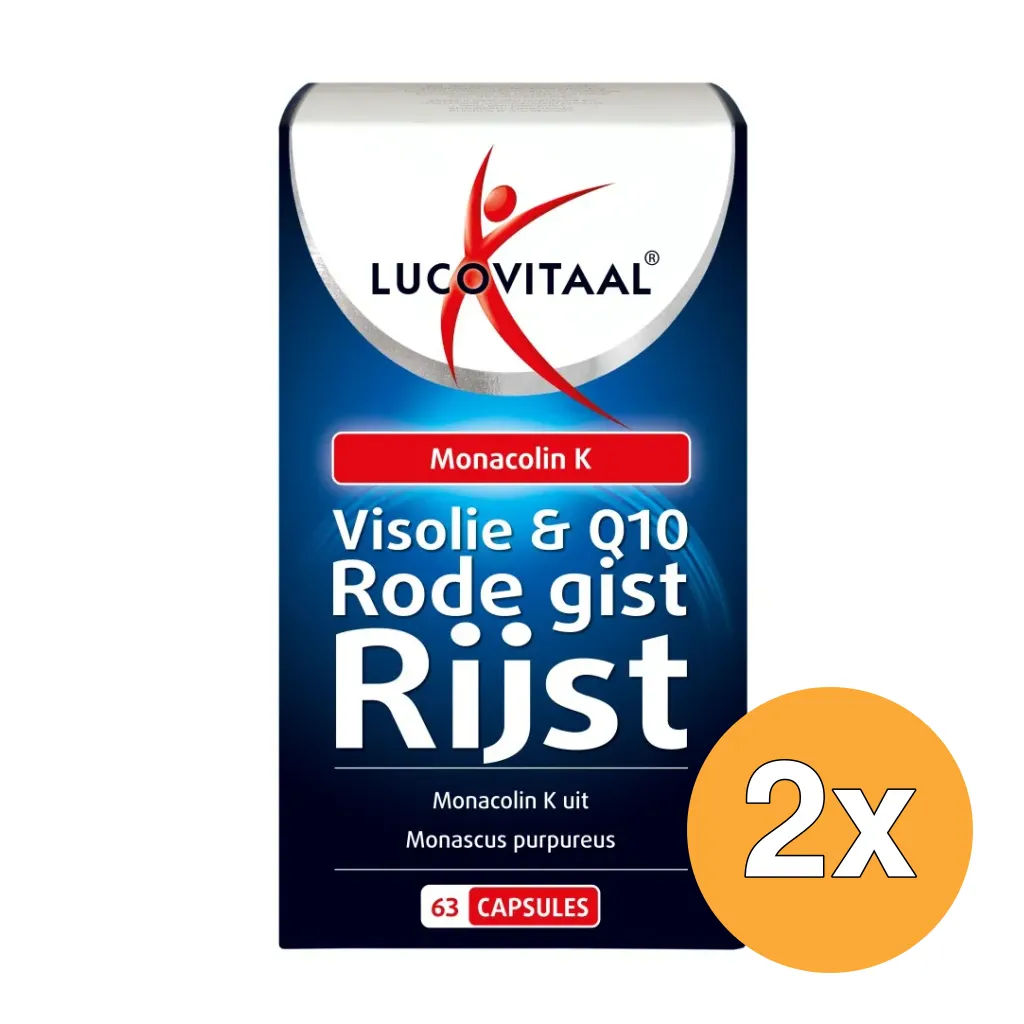 2x Lucovitaal Rode Gist Rijst + Visolie & Q10 (63 capsules)