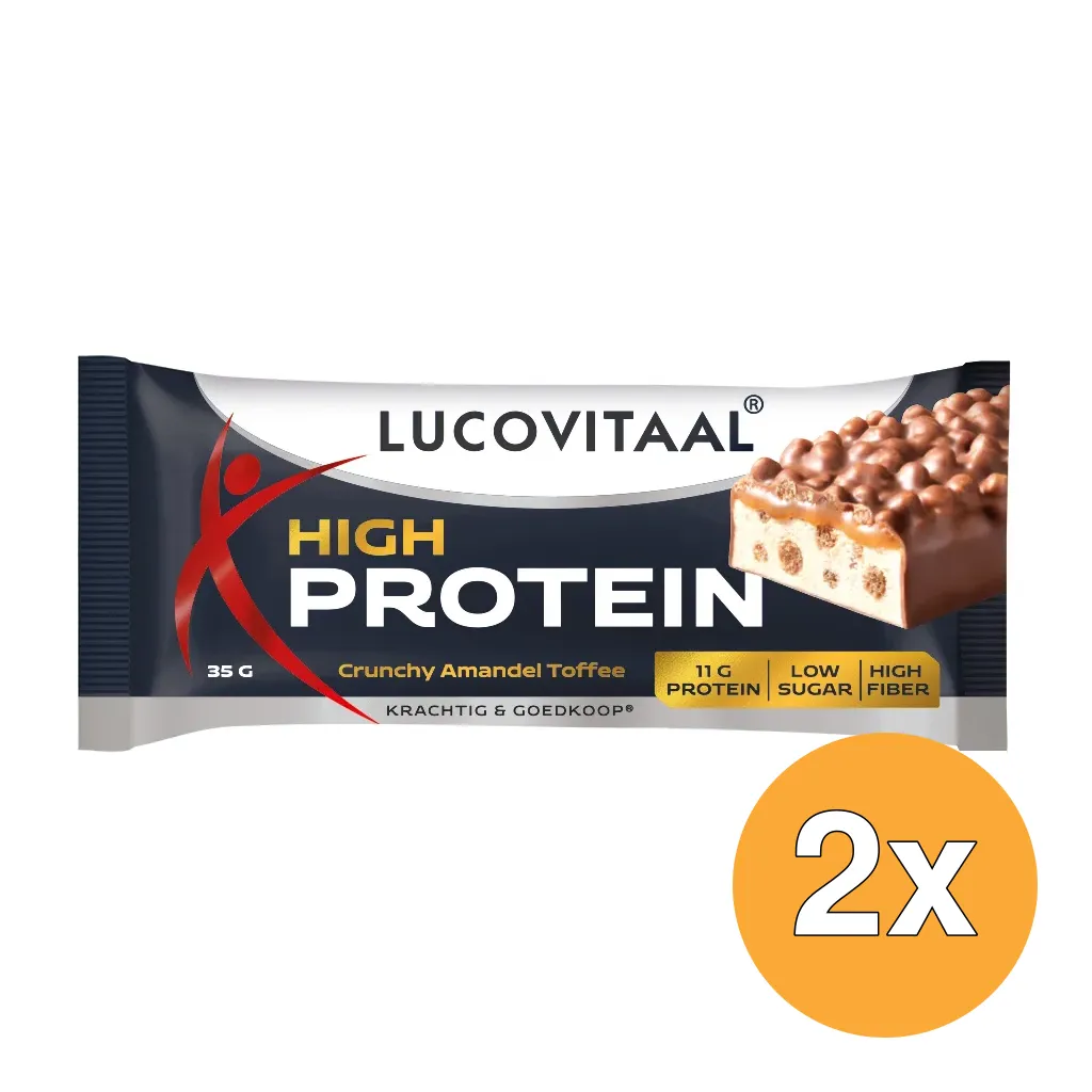 2x Lucovitaal Protein Crunchy Amandel Toffee (35 gr)