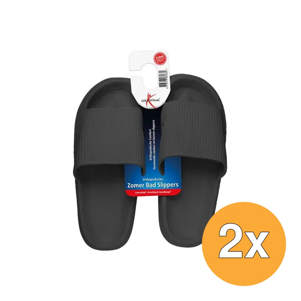 2x Lucovitaal Orth. Badslippers 41-42 Zwart (1 paar)