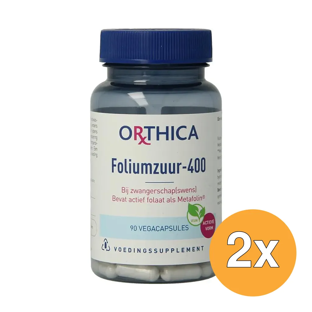 2x Orthica Foliumzuur 400 (90 vega capsules)