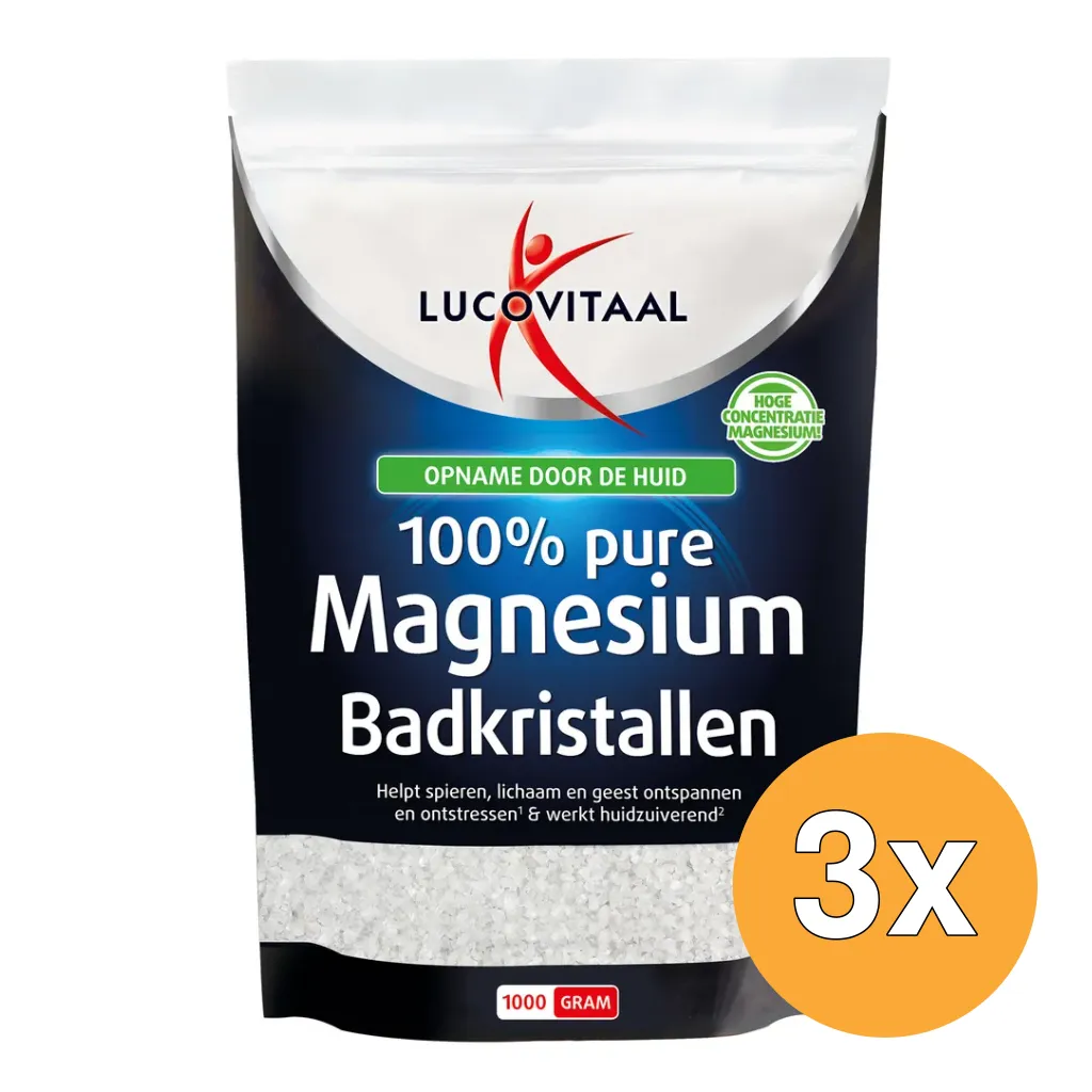 3x Lucovitaal Magnesium Badkristallen (1000 gr)